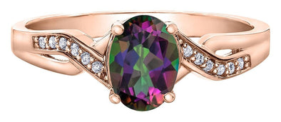 Rose Gold Mystic Topaz, Diamond Ring.