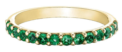 Yellow Gold Created Emerald Band.