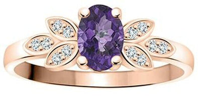 Rose Gold Amethyst, Diamond Ring.