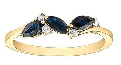 Yellow Gold Blue Sapphire, Diamond Ring.