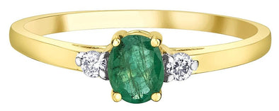 Yellow Gold Emerald, Diamond Ring.
