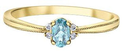 Yellow Gold Aquamarine, Diamond Ring.