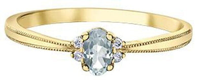 Yellow Gold White Topaz, Diamond Ring.