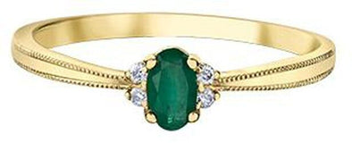 Yellow Gold Emerald, Diamond Ring.