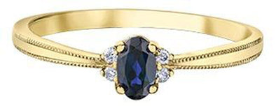 Yellow Gold Blue Sapphire, Diamond Ring.