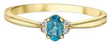 Yellow Gold Blue Topaz, Diamond Ring.