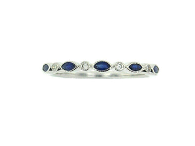 White Gold Diamond, Blue Sapphire Ring.