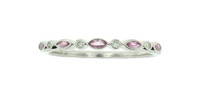 White Gold Diamond, Pink Sapphire Ring.