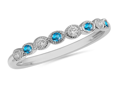 White Gold Diamond, Blue Topaz Ring.