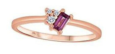 Rose Gold Rhodolite Garnet, Canadian Diamond Ring.