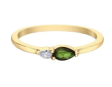 Yellow Gold Green Tourmaline, Diamond Ring.
