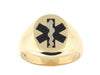 Yellow Gold EMT / Paramedic Ring. Blue and White Enamel Inlay