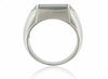 White Gold Genuine Banded African Agate & Diamond Mens Ring.
