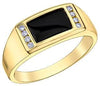 Yellow Gold Onyx, Diamond Mens Ring.