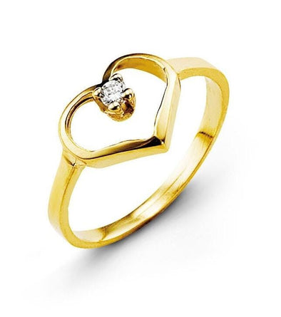 Yellow Gold Baby / Childrens Cubic Zirconia Heart Ring