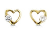 Yellow Gold Baby / Childrens Cubic Zirconia Heart Screwback Earring