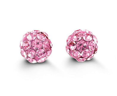 Yellow Gold Baby / Childrens Cubic Zirconia Pink Stud Earring