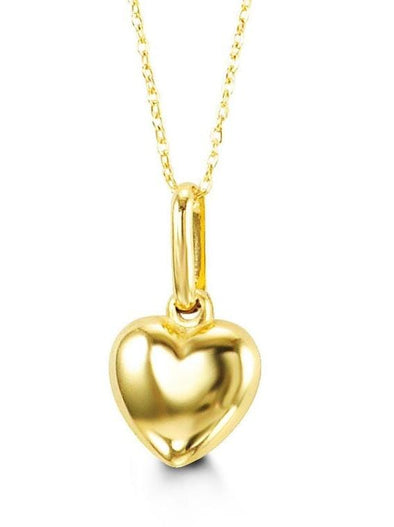 Yellow Gold Baby / Childrens Heart Pendant Necklace.
