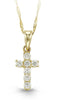 Yellow Gold Baby / Childrens Cubic Zirconia Cross Pendant Necklace.
