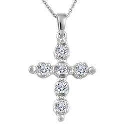 White Gold Baby / Childrens Diamond Cross Pendant Necklace.