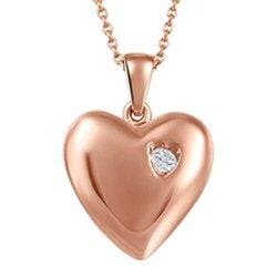 Rose Gold Baby / Childrens Diamond Heart Pendant Necklace.