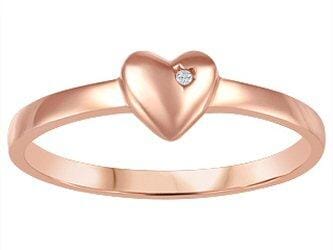 Rose Gold Baby / Childrens Diamond Heart Ring.