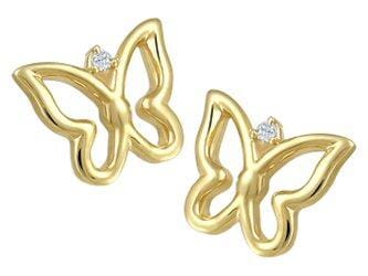 Rose Gold Baby / Childrens Diamond "Butterfly" Stud Earrings.