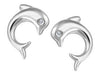White Gold Baby / Childrens Diamond "Dolphin" Stud Earrings.