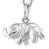 White Gold Baby / Childrens Diamond "Elephant" Pendant Necklace.
