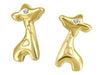 Yellow Gold Baby / Childrens Diamond Giraffe Stud Earrings.