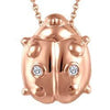 Rose Gold Baby / Childrens Diamond "Ladybug" Pendant Necklace.