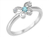 White Gold Baby / Childrens Diamond, Aquamarine "Butterfly" Ring.