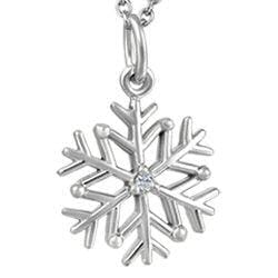 White Gold Baby / Childrens Diamond "Snowflake" Pendant Necklace.