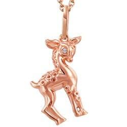 Rose Gold Baby / Childrens Diamond "Deer" Pendant Necklace. 0