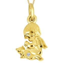 White Gold Baby / Childrens Diamond "Angel" Pendant Necklace.