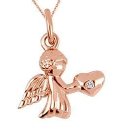 Rose Gold Baby / Childrens Diamond "Angel" Pendant Necklace.
