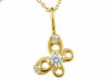 Yellow Gold Baby / Childrens White Topaz, Diamond Butterfly Pendant Necklace.