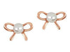 Rose Gold Baby / Childrens Pearl Bow Stud Earrings.