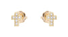 Yellow Gold Cubic Zirconia Cross Screwback Earrings.