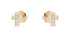 Yellow Gold Cubic Zirconia Cross Screwback Earrings.