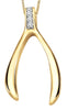 Yellow Gold Diamond "Wish Bone" Pendant Necklace.