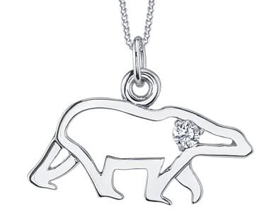 White Gold Canadian Diamond Polar Bear Pendant Necklace.