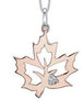 Rose Gold Canadian Diamond Maple Leaf Pendant Necklace.