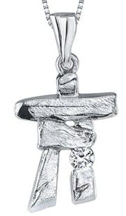 White Gold Canadian Diamond "Inukshuk" Pendant Necklace.