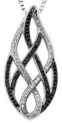 White Gold Black & White Diamond Pendant Necklace.