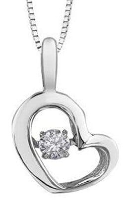 White Gold Diamond Heart Pulse Pendant Necklace.