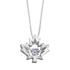 White Gold Canadian Diamond "Maple Leaf"Pulse Pendant Necklace.