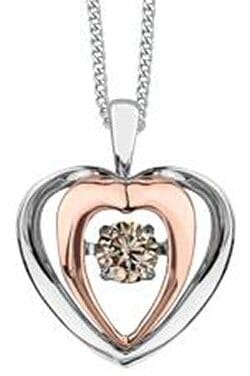 White Gold Chocolate Diamond Heart Pulse Pendant Necklace.