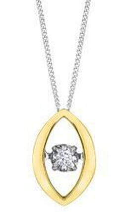 Yellow Gold Diamond Pulse Pendant Necklace.