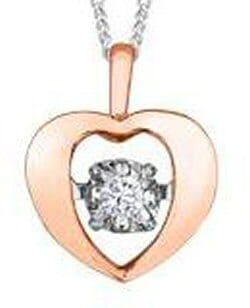 Rose Gold Diamond Heart Pulse Pendant Necklace